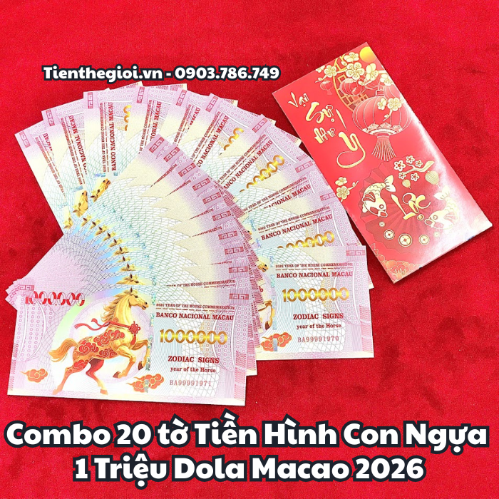 Combo 20 Tờ Tiền Lì Xì 1 Triệu Đô La Macao Hình Con Ngựa 2026